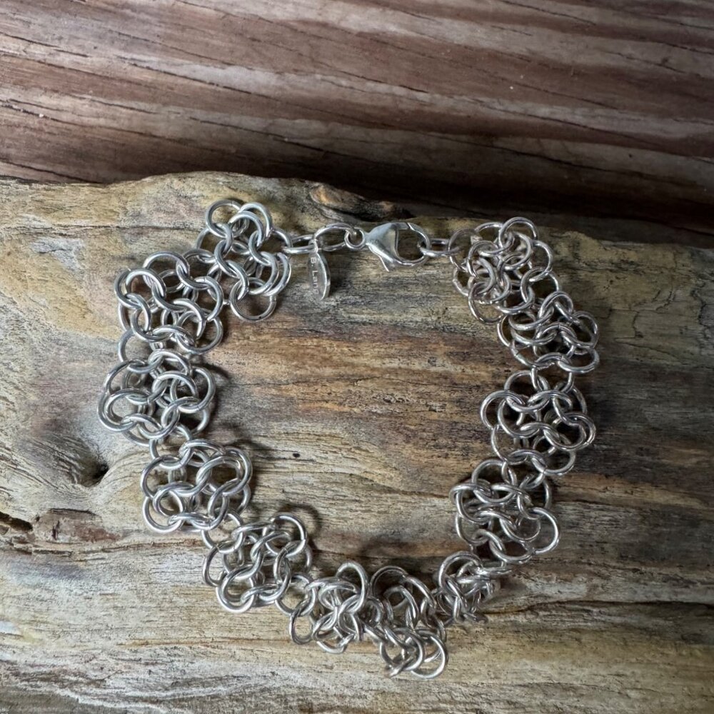 Sterling Silver Chain Maille Bracelet By B. Lang With Lobster Clasp 21.15g 7"